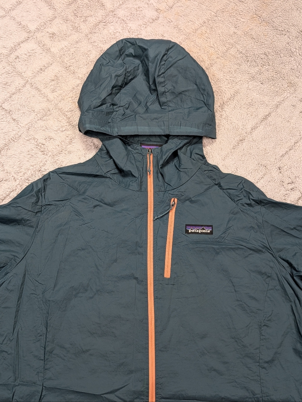 Patagonia Jacket Womens XL Green Teal Houdini Windbreaker Hood Light Packable - Picture 2 of 9